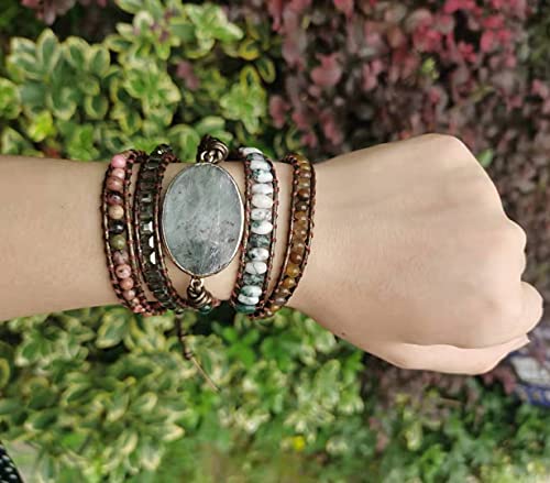 Zosojona Women Wrap Bracelet Boho Natural Jasper Crystal Stone Beads Strand Bracelets #TOP1