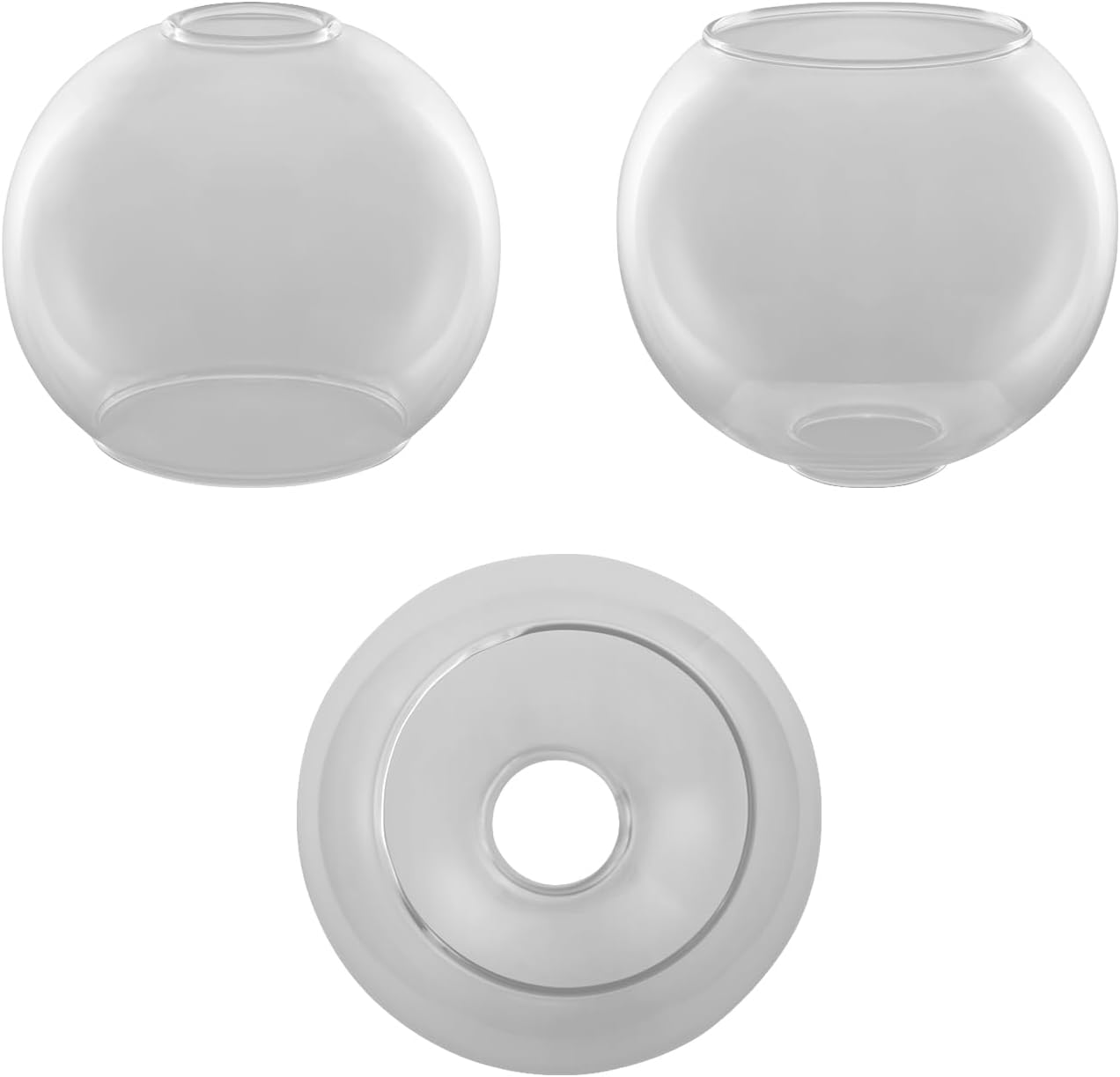 3 Pack Clear Glass Globe Shade Fixture Replacement, 5.11 Inch Diameter, E26 Base 1-5/8 Inch Fitter, Glass Globe Lampshade Cover for Pendant Wall Sconce Chandelier Vanity Light (Clear, 5.11 Inch)