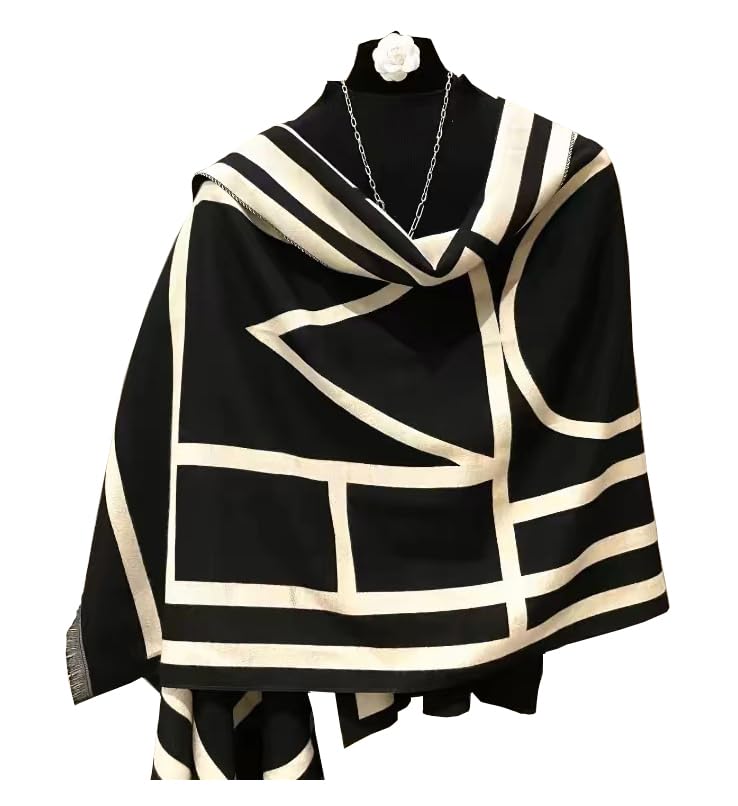 FairyCity Women's Soft pashmina Shawl Oversized Winter Warm blanket Scarf Long Cashmere Shawls Wraps Geometric patterns2