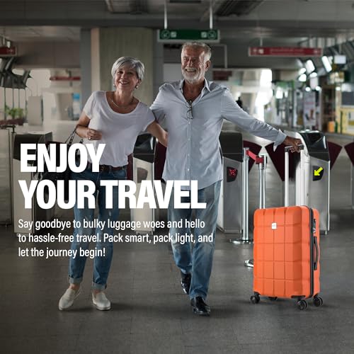 ATX Luggage Medium Suitcase on 4 Dual Spinner Wheels Super Lightweight ABS Hard Shell Hold Check in with Built-in TSA Lock (Orange, 65Liter) - Image 5