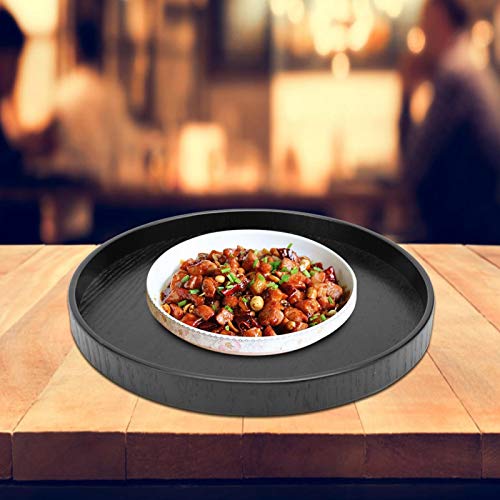 Piatto Vassoio in legno rotondo resistente da portata Elegante piatto in nero in Servitore per alimenti da tè per la casa per il ciboblack 24cm