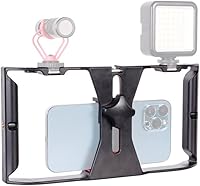 Vista 5 de Ultimaxx Portátil Smartphone Video Rig Estabilizador de Teléfono Portátil Agarre Cine Teléfono Smartphone Jaula con Soporte para Teléfono 3 Soportes