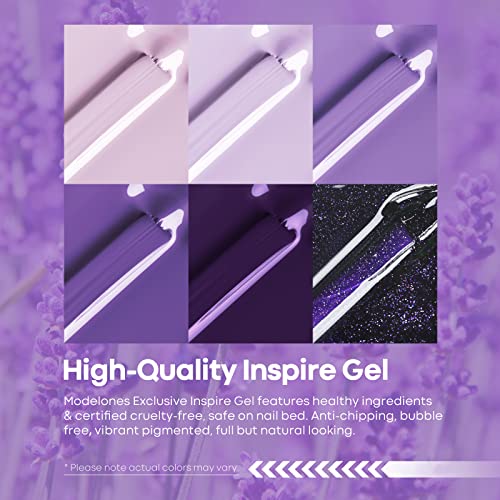 Image of modelones Gel Nail Polish Set Glitter 6Colors Purple Grape