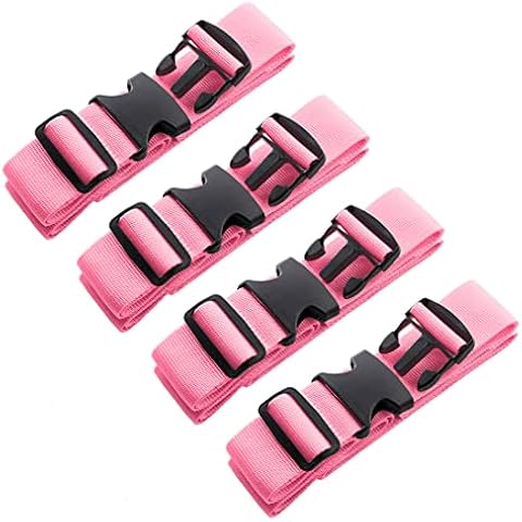 Youteer 4pcs 74″×2″Luggage Straps for Suitcases,Adjustable Suitcase Straps and Heavy Duty Strap Buckle Packing Straps Travel Accessories,Fluorescent Pink Cover