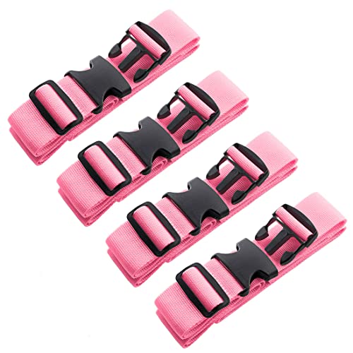 Image of 4pcs 74″x2″Luggage Straps for Suitcases,Adjustable Suitcase Straps and Heavy Duty Strap Buckle Packing Straps Travel Accessories,Fluorescent Pink