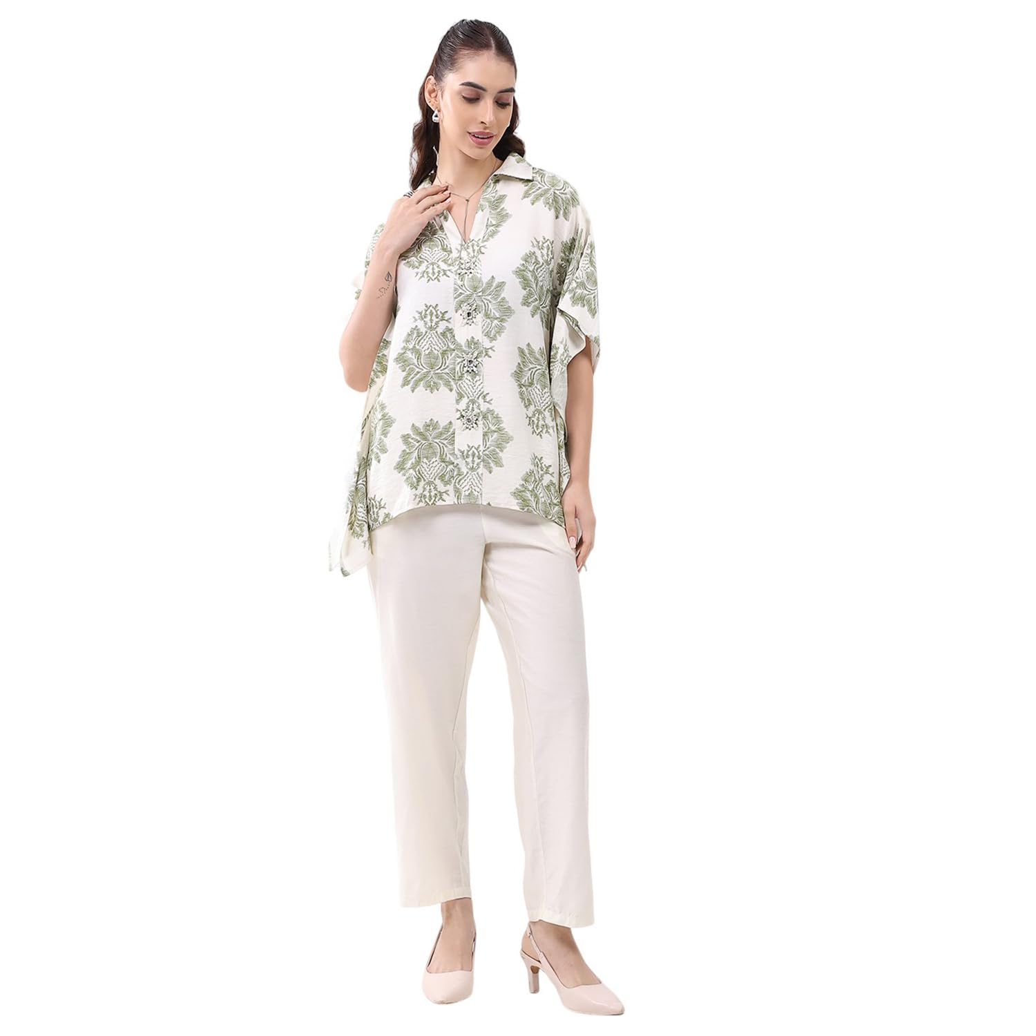 Women's Winter Coordinate Set | Stylish Printed Design | Regular Fit Collar Neck | Warm 3/4 Sleeves Fashion Winter Wear | Co-ord Set for Women (Pack of 1)