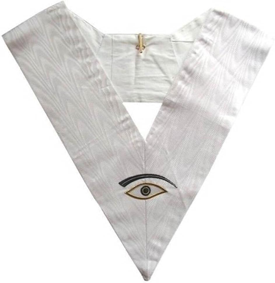 Bricks Masons 28th Degree Memphis Misraim French Regulation Collar - White Moire