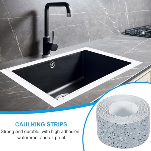 Image of PATIKIL Caulk Tape 1.5 inch x 10.5 Ft, Self Adhesive Sealing Tape Waterproof Toilet Tub Caulk Sealant Strip Sealing Trim for Kitchen Bathroom Toilet Bathtub Sink Countertop, Deep Grey