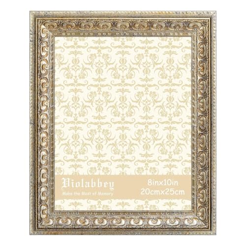 Image of VIOLABBEY 8x10 Picture Frame Gold, Vintage Photo Frame | Antique Ornate Frame, Wall or Tabletop Display, Classic Design for Home Office Decor, Fits 8x10 Pictures