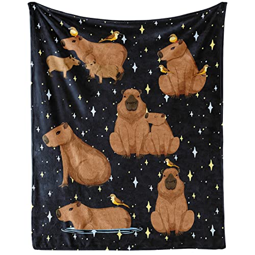 Throw Blanket for Women Men - 60x80 Inches Twin Size - Soft Fluffy Cozy Blankets Gift - Black Cute Blanket Throws for Bed, Sofa, Winter