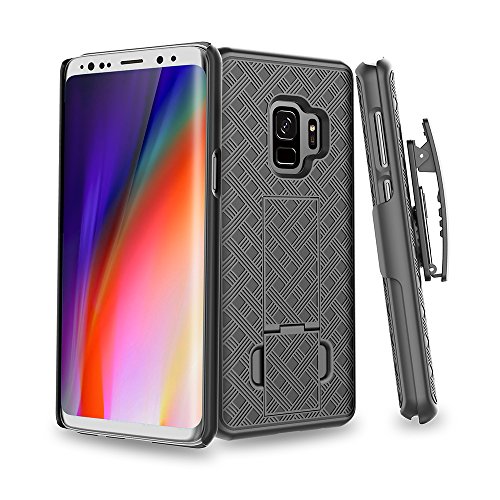 S9 Case, Moona Shell Holster Combo Case for Samsung Galaxy S9 Case with Kickstand & Belt Clip '3 Year Warranty' Galaxy S9 Belt Clip Case, Stylish Thin Hard Galaxy S9 Holster Case