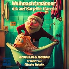 Weihnachtsm&auml;nner, die auf Karpfen starren Titelbild