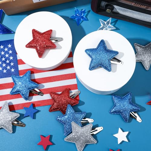 Pinzas de cabello patrióticas JUNEBRUSHS set 12 piezas miniatura 4