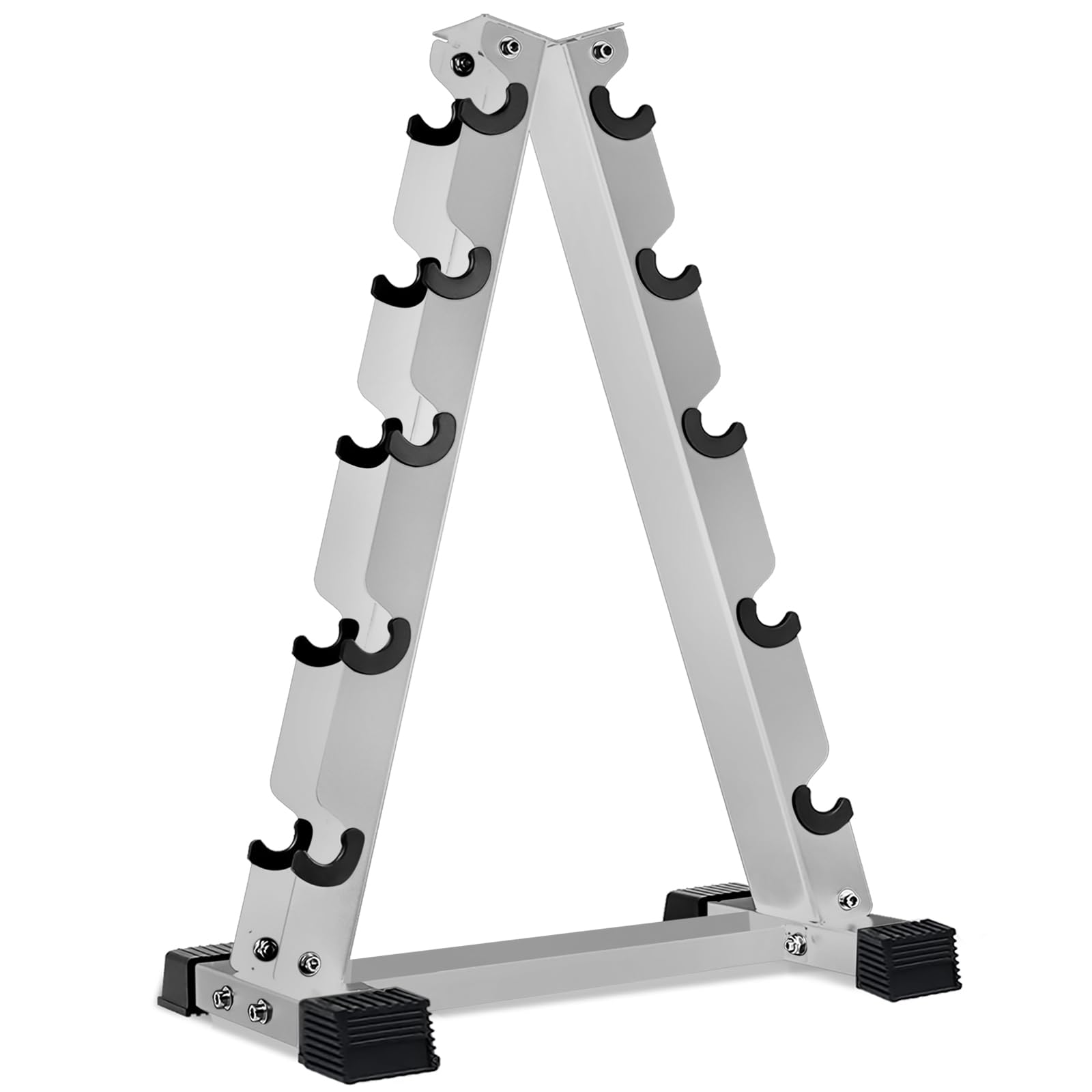 FK Sports Dumbbell Rack Storage Stand Tree 3tier, 5tier, 6tier, 9tier Hex Vertical Weight Wide Home Gym fitness | Dumbbells Holder Home Fitness Weight Rack Durable Steel (5-tier White)