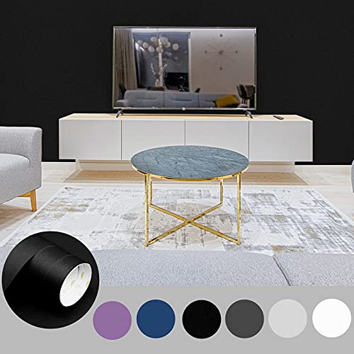 Image of Homease Solid Black Wallpaper 24 x 196 inch Thick Matte Black Contact Paper Decorative Peel and Stick Wallpaper for Shelf Liner Cabinet Table Door Waterproof Vinyl Self Adhesive PVC Film