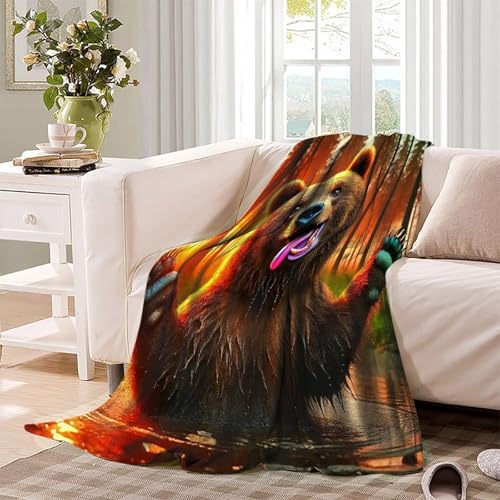 Couverture ours brun 3D cadeau idéal flanelle pour chambre d'enfant - 4