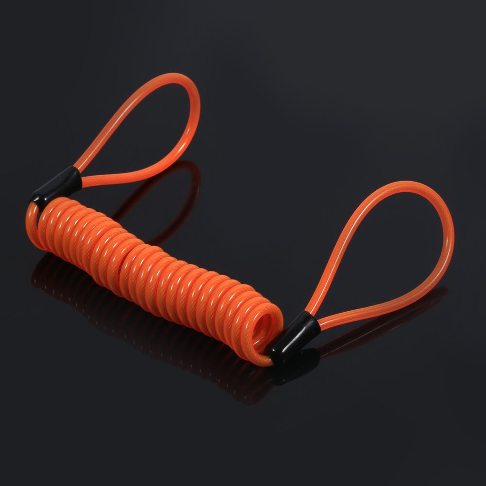 Câble De Rappel Antivol SOLUSTRE Pour Frein à Disque De Vélo – Spiralé 120 Cm, 2 Boucles, Orange, Facile à Installer