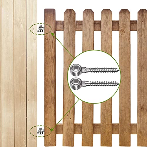 Image of Insaga 304 Stainless Steel Gate Hinges for Wooden Fences, One-Piece Gate Hinge Eye for Wooden Farm Gate Hinge, Heavy Duty Gate Hinges with Hole Dia 5 /8'' (2Pcs, M12)