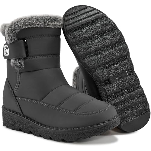 Ablanczoom Womens Winter Snow Boots with Fur Lined Warm Comfortable Booties Outdoor Waterproof Anti Slip Shoes
