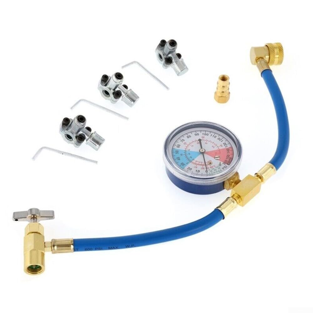 BPV31 Kit de valve de robinet de perçage compatible avec les tuyaux de 6,35 mm de diamètre extérieur, 5/16" et 3/8", Kit de tuyau de recharge R134a pour manomètre de réfrigérateur