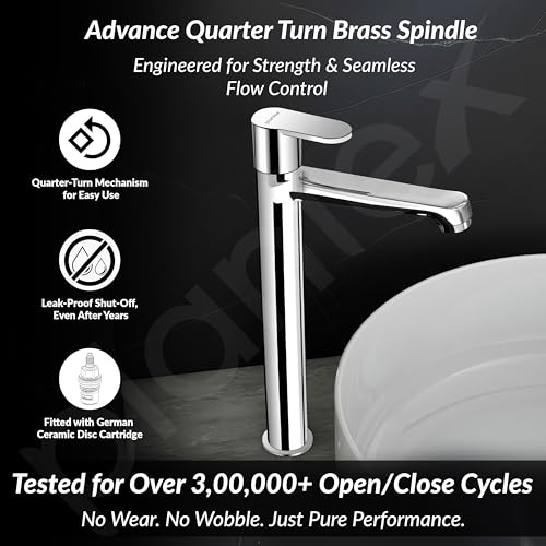 Image of Plantex Pure Brass High Neck Pillar Cocke /Tall Body Pillar Cock for Basin with Teflon Tape /Tap for Wash Basin with 7 Year Warranty - (Alpha, Chrome)