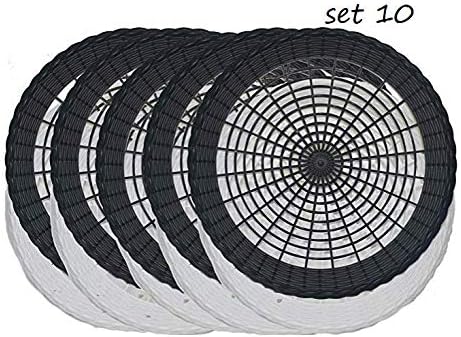 BudaysMart 9"Plastic Paper Plate Holders Reusable. Black and White (Set of 10)