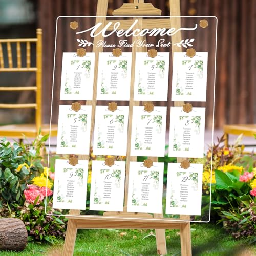 Wedding Seating Chart Board 24x29 Inch Acrylic Please Find Your Seat Table Seating Chart Sign for Wedding/Party Reception Display Peel off the Protective Film From both sides before Use