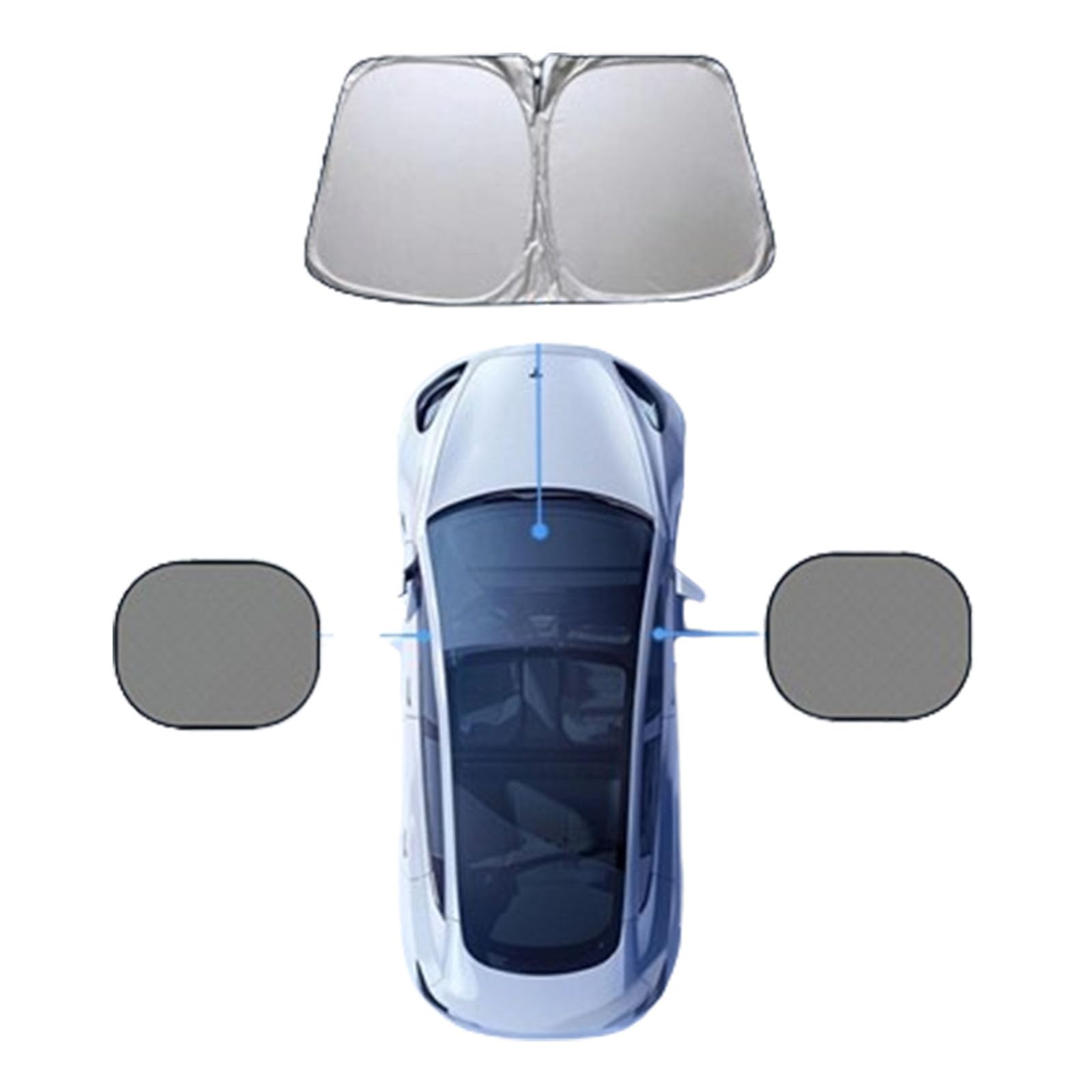 ONEMAJI Front Windshield Sunshade for Mercedes Benz EQ EQB SUV EQB 250 / EQB 300/ EQB 350 4MATIC SUV, Titanium Silver UV Ray Reflector Interior Heat Blocker Foldable Sun Visor Shield