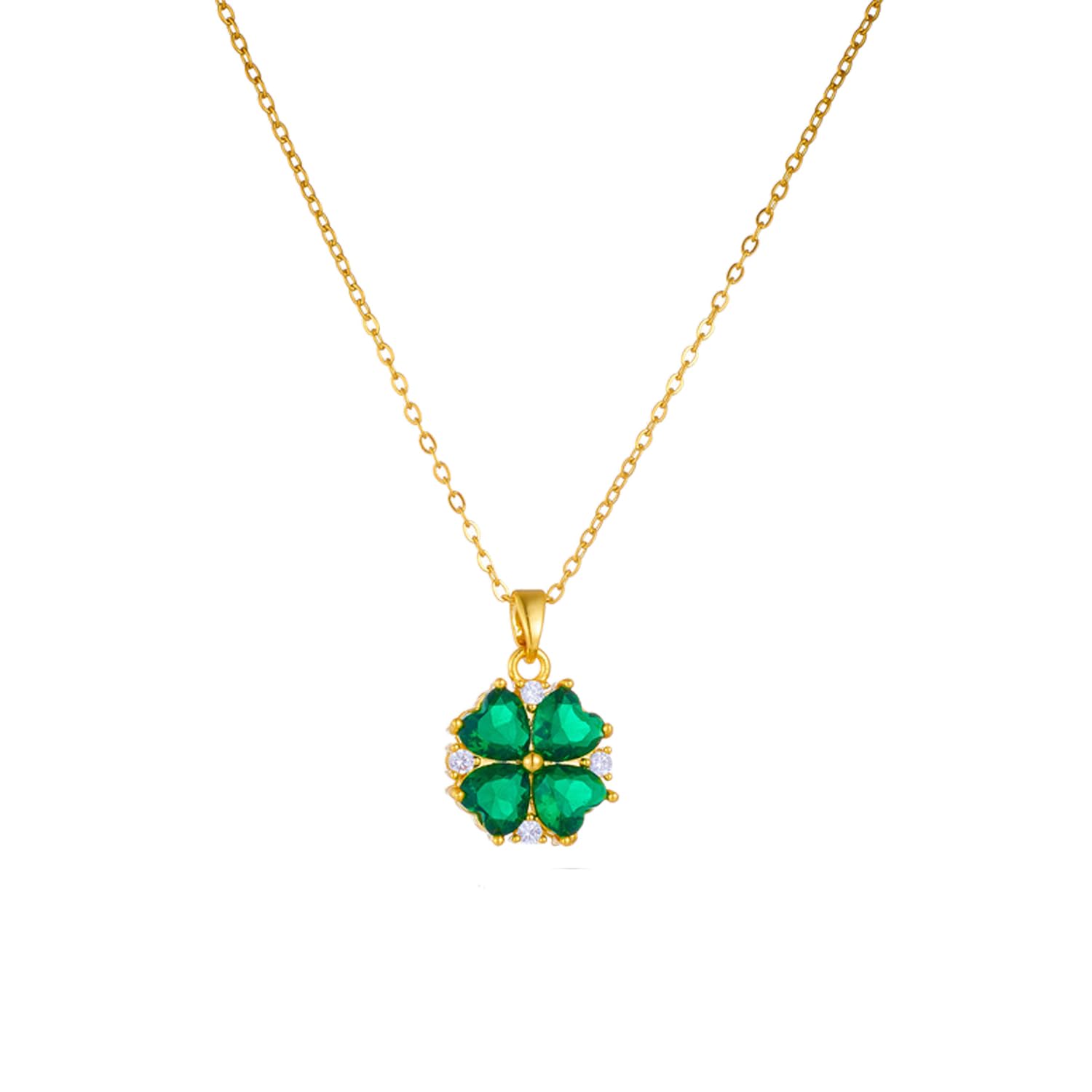 crayfomo Four Leaf Clover Necklace for Women Cubic Zirconia Lucky Clover Necklace Pendant Necklace for Women