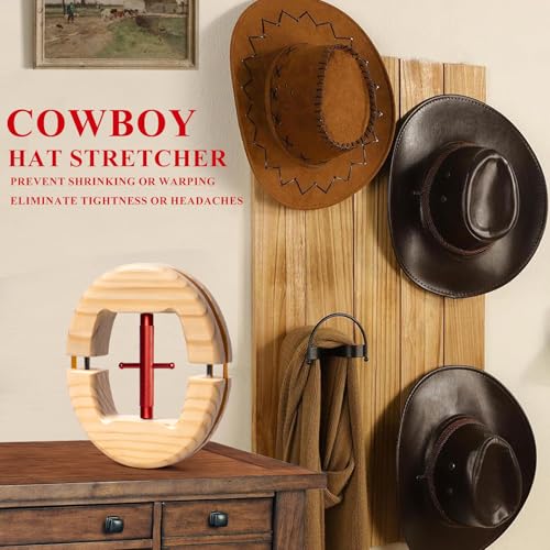 Image of Hat Stretcher, Cowboy Hat Stretcher for Fitted Hats, Hats Jack with Wrench, Extender Widener for Men Cowboy Baseball Caps