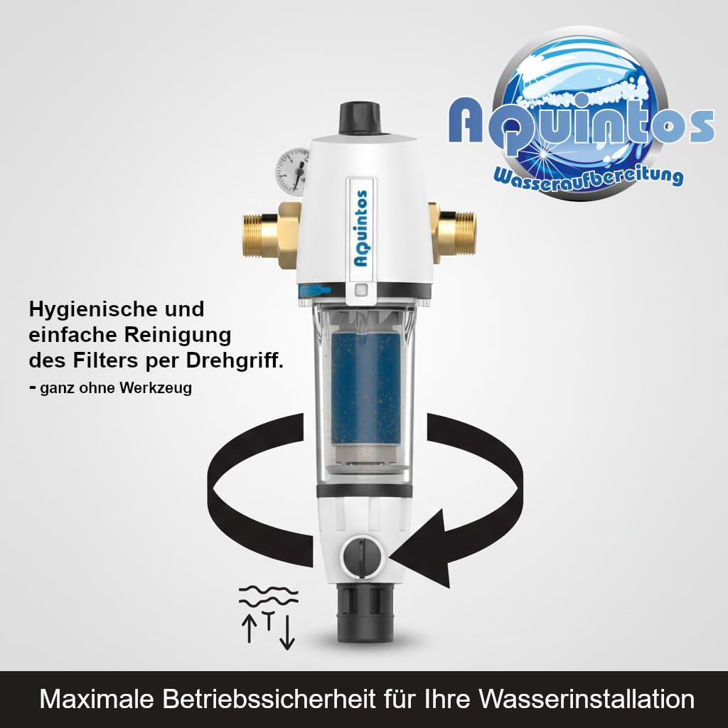Vorfilter Rückspülfilter Hauswasserstation Aquintos RDX mit Druckminderer 1 Zoll / DN25 Hauswasserfilter - rückspülbar