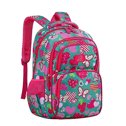 MYGOO Girls Backpack | Campus Collection | Butterfly Aqua Design for Primary School | 17 inch Height
