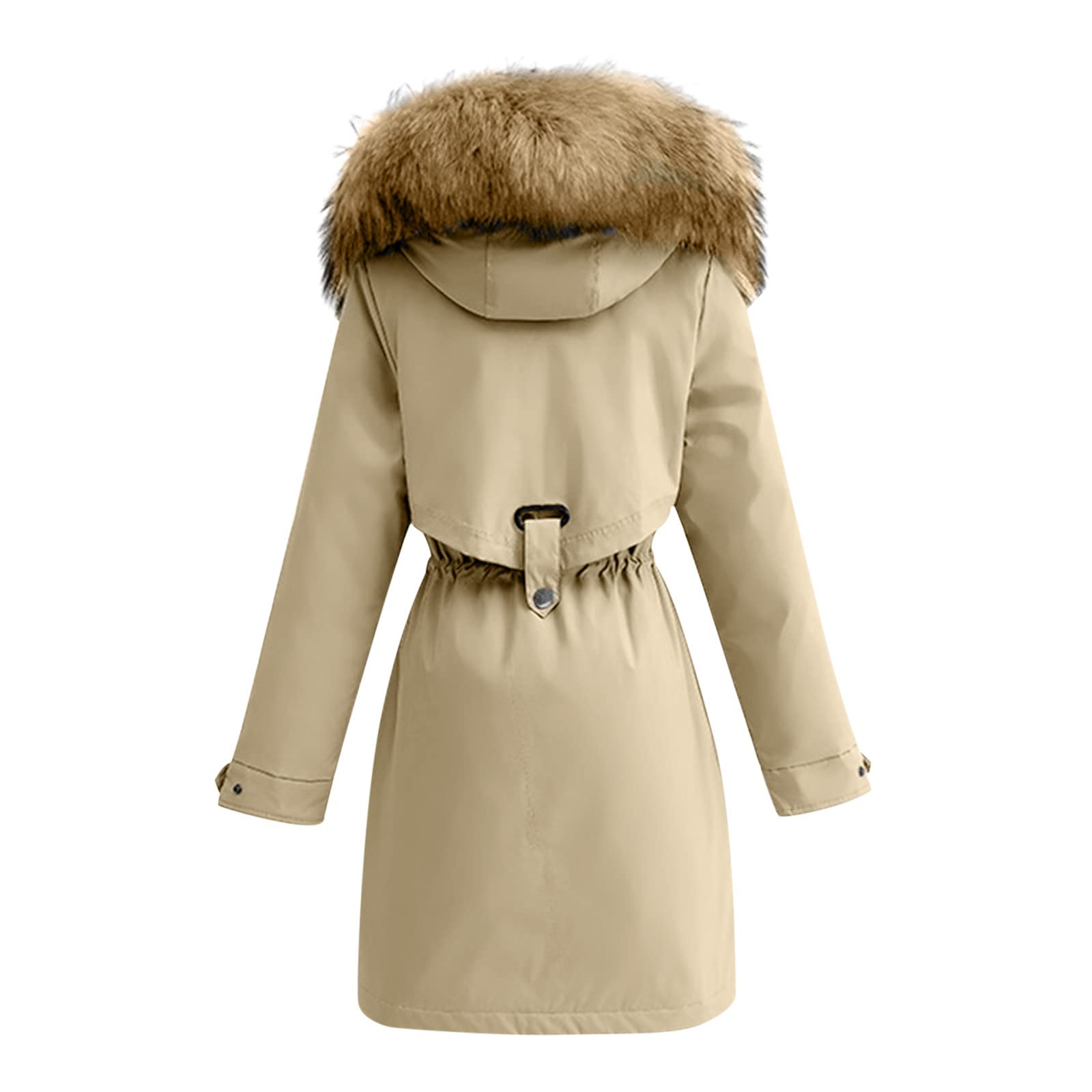 Parka - Giacca invernale da donna con cappuccio e tasche con chiusura lampo, spessa e calda imbottitura in pelliccia sintetica