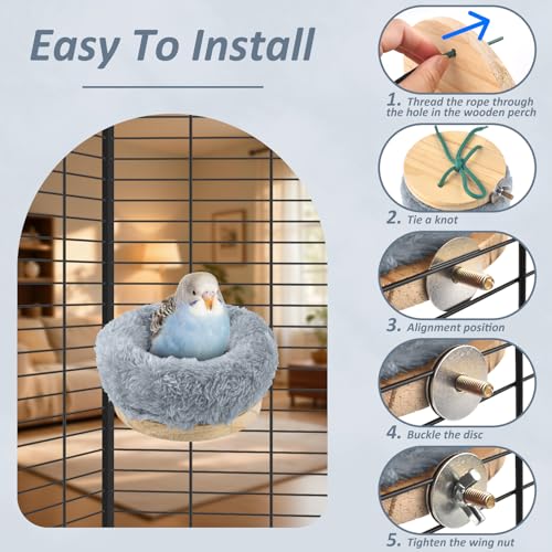 image for DBNESS Small Bird Nest for Cage, Removable Plush Parrot Hammock Warm R