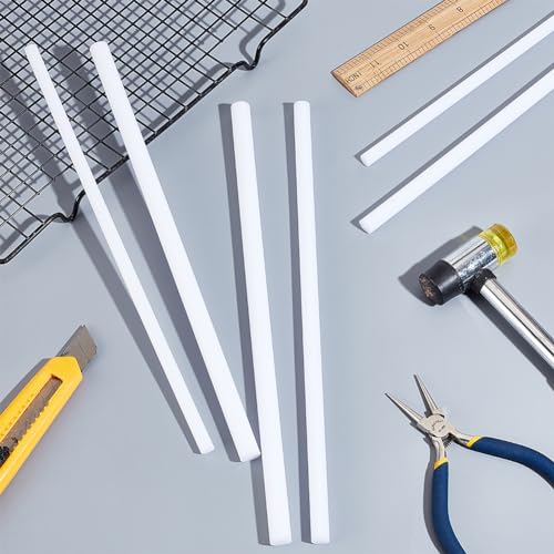 Image of BENECREAT 6Pcs 12 Inch Length White Acetal Copolymer Rod, 0.3 Inch 0.4 Inch 0.47 Inch Diameter Round Acetal Rod Acetal Bar Dowel Rod, 2pcs /Size