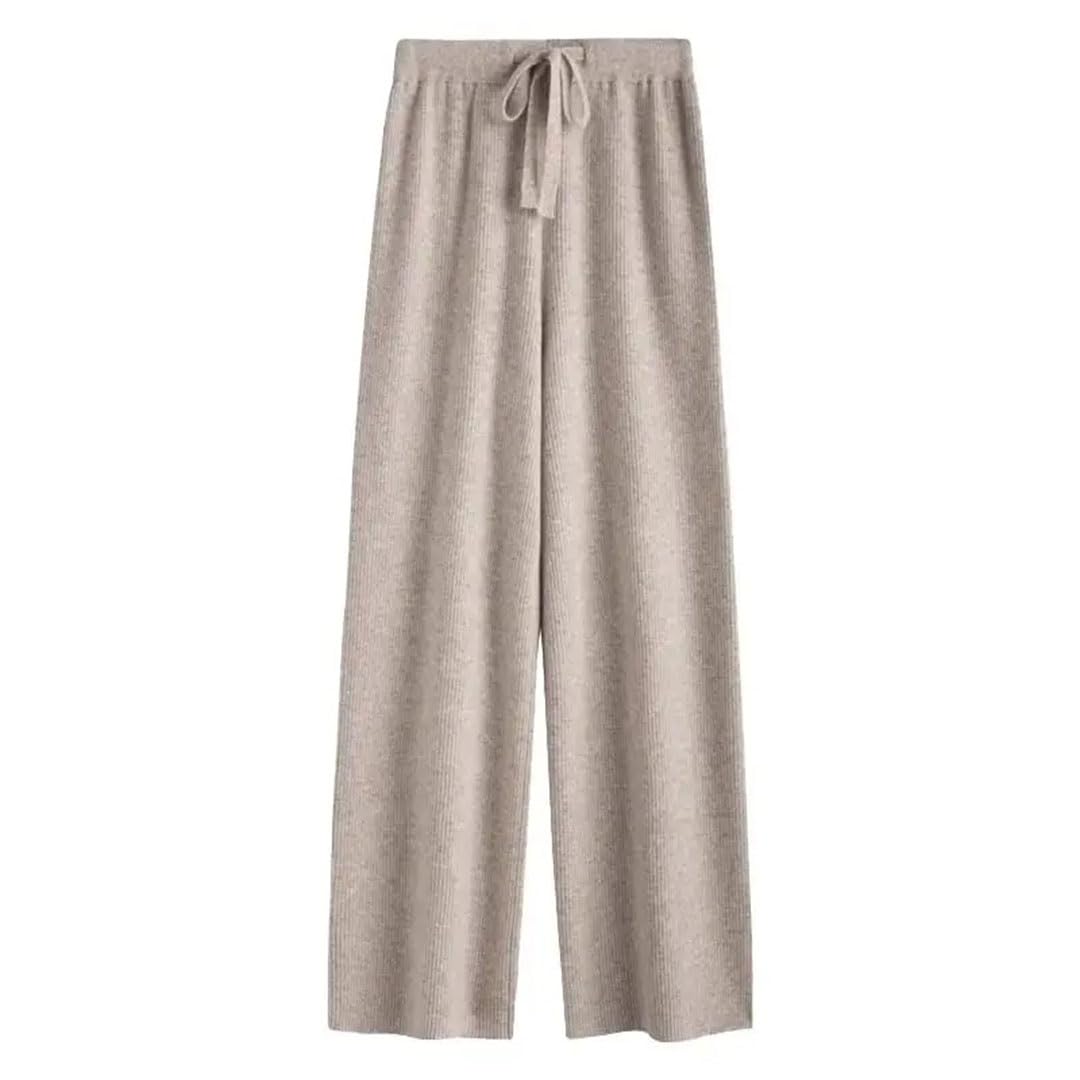 Pantaloni invernali da donna a gamba larga in cashmere a vita alta allentati a goccia lavorati a maglia dritta pantaloni per ciclomotore