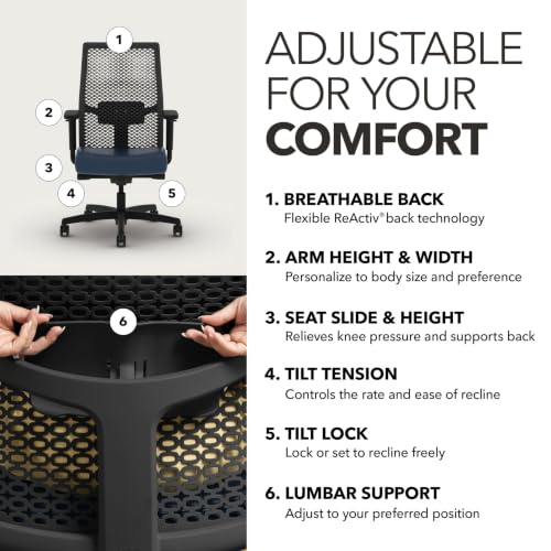 Image of HON Ignition 2.0 ReActiv Ergonomic Office Chair, Lumbar Support, Ocean