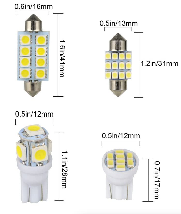 14 Piezas Kit LED T10 36mm para Interior de Auto miniatura 3