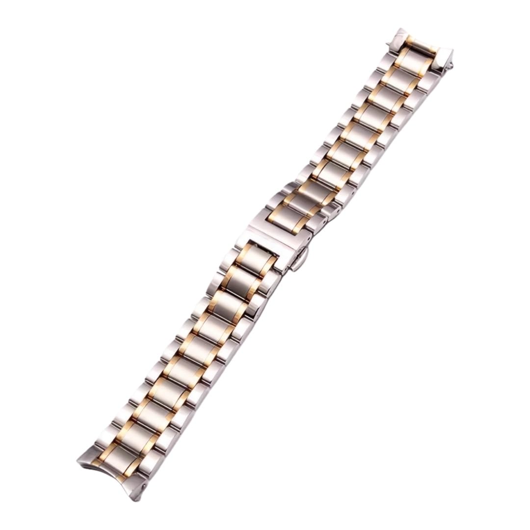 Stainless Steel Arc Interface Watchband Double Press Deployment Buckle Watch Bracelet Compatible with Longines Master L2 L4