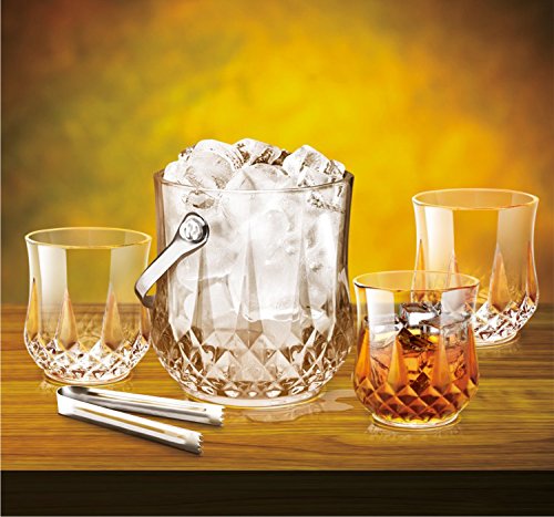 Image of Treo By Milton Glass Vitro on The Rockz Glass (1 Ice Pail, 1100 ml and 6 Tumbler, 305 ml, Transparent)- Set of 7