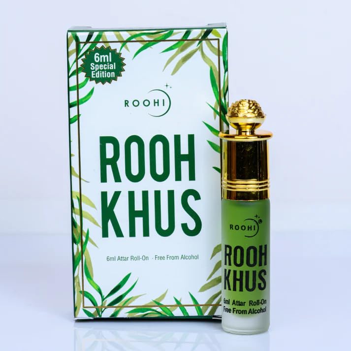 Roohi Fragrances Rooh Khus Attar Roll On Set | Non Alcoholic Long Lasting Perfume Oil | Vetiver Earthy Woody Rose Aroma | Premium Unisex Pocket Fragrance Traditional Scent Travel Size 6ml (PACK OF 1)-image-33