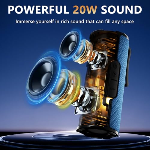 Image of BYANDBY Bluetooth Speaker with IPX5 Waterproof 2 Portable, Long Playtime, Wireless Stereo Pairing, 12W Stereo Sound, BT 5.3, Bassup, Electronics for Home, Shower, Outdoors, Travel(Blue)