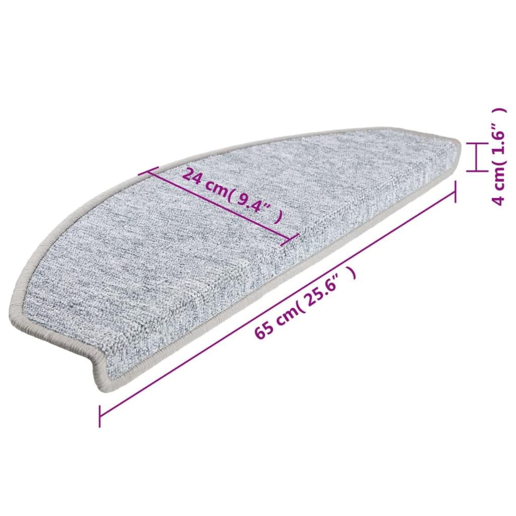 Stufenmatten 10 Stück 65x24x4 cm Hellgrau Halbrund Groß Treppenstufen Matten, Teppich Innen für Treppen, rutschfest Stufenmatten Treppenteppich