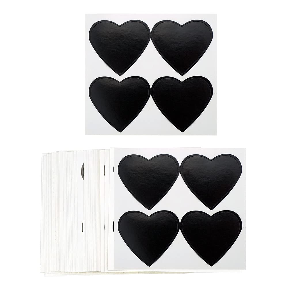 SaktopDeco 40 Sheets Black Heart Stickers Dark Heart Shaped Self Adhesive Stickers for Valentine Scrapbook Envelope Seal DIY