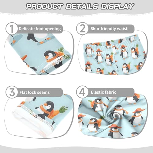 Cute Penguin Carrot Girls Leggings Kids Yoga Pants Athletic Tights Pants 4-10 Years3