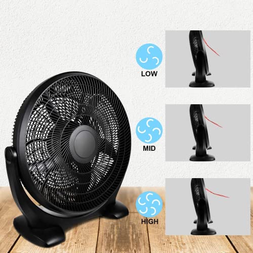 14 Inch 3-Speed Plastic Floor Fans Quiet For Home Commercial, Residential, And Greenhouse Use, Outdoor/Indoor, Black #TOP4