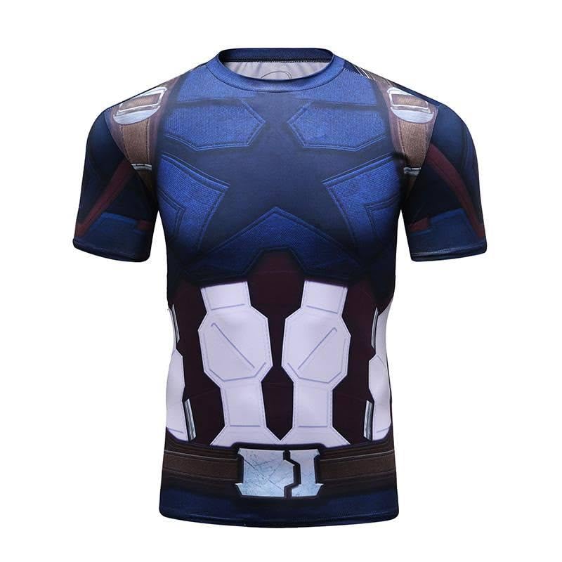 GenericCody Lundin® Men's Compression Z91 Superheroes Series Fashion Diverse Styles Bat Armor America Hero Logo Fitness Running Sports Short sleeve T-Shirt