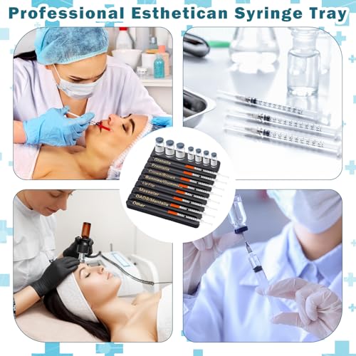 Image of Geelin 1 Pcs Aesthetic Practitioner Syringe Tray with 8 Slots Label Bamboo Vial Holder Syringe Preparation Tray, 2-in-1 Combination Medical Supply Storage for Aestheticians, Nurses (Classic,Black)