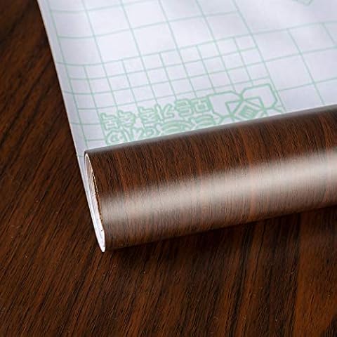 TOTIO Black Walnut Effect Wallpaper Brown Wood Grain Vinyl Wrap Dark Brown Sticky Back Plastic Matte Thicken Waterproof Removable 24x197in Self Adhesive PVC Furniture Stickers Walnut Contact Paper Cover