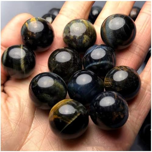 Miniatura 3 de Bolas de cristal curativas de ojo de tigre azul y amarillo natural, piedras preciosas de cuarzo, tamaño pequeño, paquete de 10 unidades para